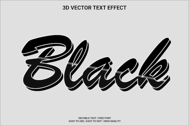 Efeito de texto de vetor editável preto