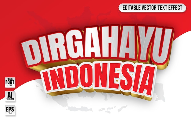 Efeito de texto dirgahayu indonésia