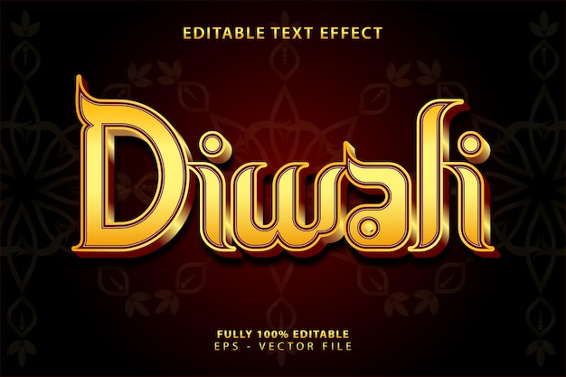 Vetor efeito de texto diwali