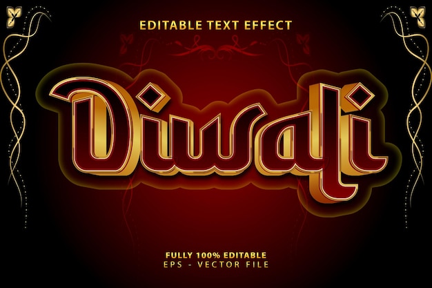 Vetor efeito de texto diwali