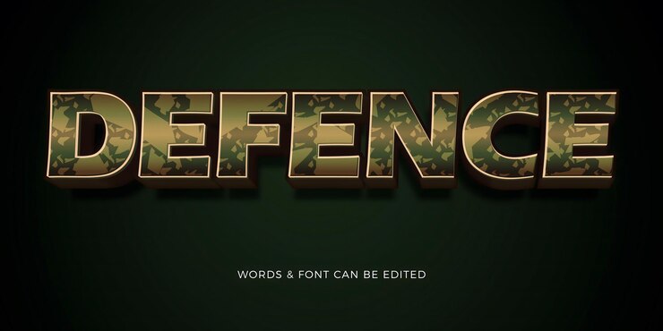Efeito de texto do Exército editável Efeito do texto da Defesa