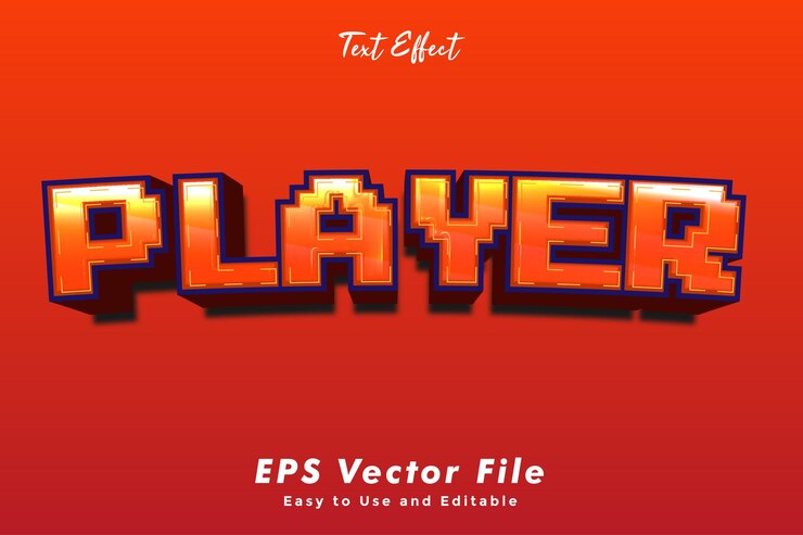 Vetor efeito de texto do jogador moderno.