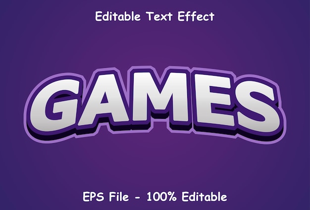 Efeito de texto do jogo com estilo 3d e cor roxa editável