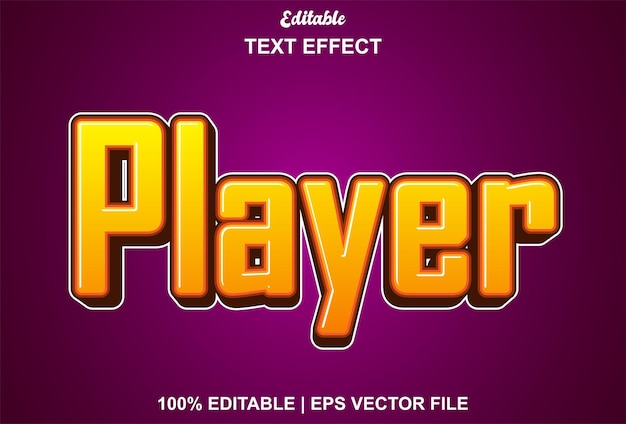 Vetor efeito de texto do player com cor laranja e editável