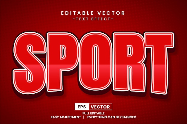 Efeito de texto do vetor do evento do dia do esporte editável