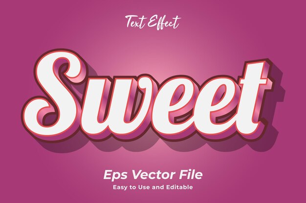 Efeito de texto doce Editável e fácil de usar Vetor Premium