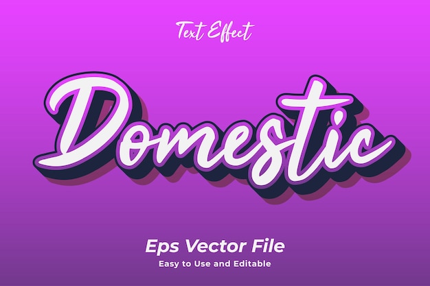 Efeito de texto Doméstico. Editável e fácil de usar. Vetor premium