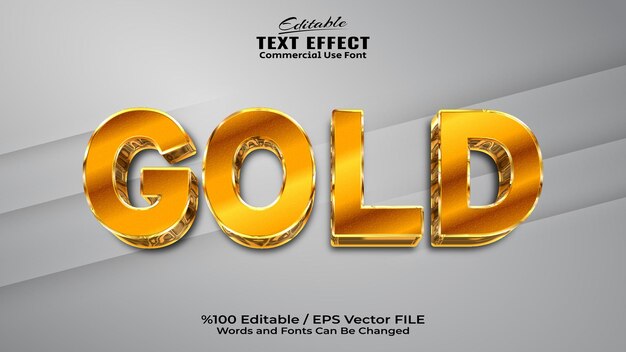 Vetor efeito de texto dourado editável