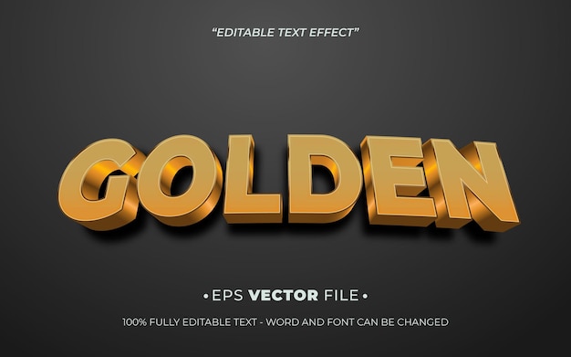 Efeito de texto dourado vetor 3D realista editável