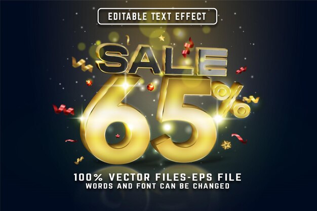 Efeito de texto editale 3d de venda com vetores premium de estilo dourado