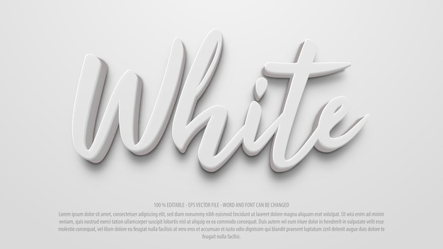 EFEITO DE TEXTO EDITÁVEL 3D BRANCO