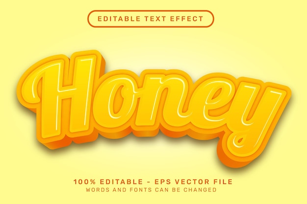 Efeito de texto editável 3d conceito de estilo de mel