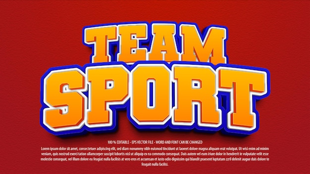 Efeito de texto editável 3d da equipe esportiva