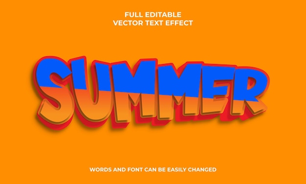 efeito de texto editável 3d de férias de verão