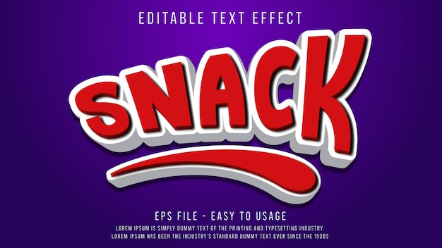 Efeito de texto editável 3d de lanche para marca de alimentos