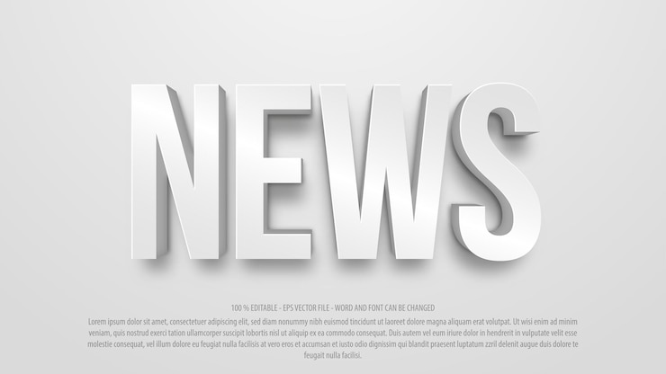 Vetor efeito de texto editável 3d de manchete de notícias