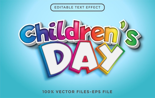 Efeito de texto editável 3D do Dia Mundial da Criança Premium Vector