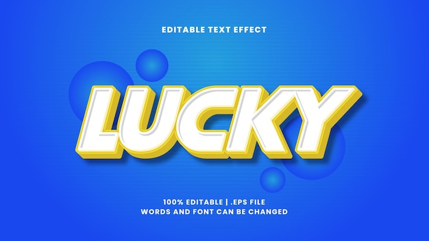 Efeito de texto editável 3d do lucky game cartoon