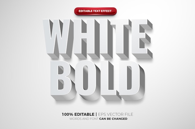 Efeito de texto editável 3D em negrito branco