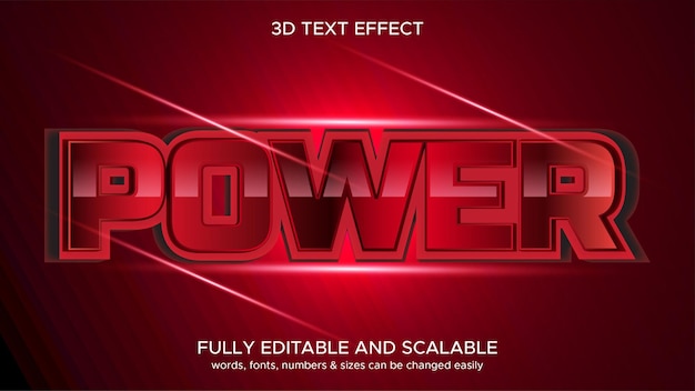Efeito de texto editável 3d power vermelho em negrito