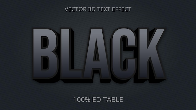 Vetor efeito de texto editável 3d preto