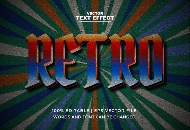 Efeito de texto editável 3d retrô com textura antiga