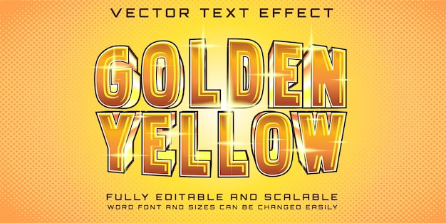 Vetor efeito de texto editável amarelo dourado