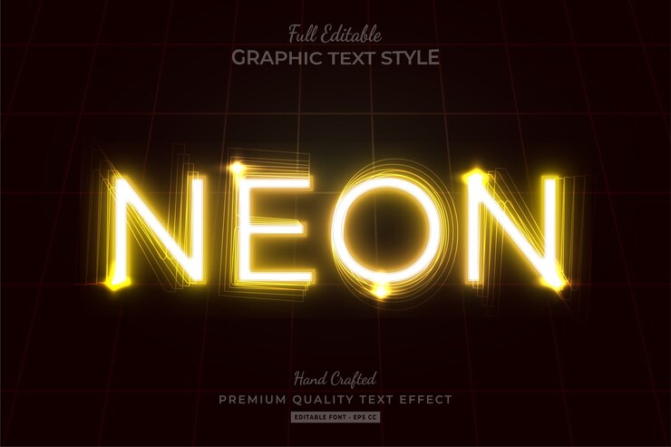 Efeito de texto editável amarelo néon