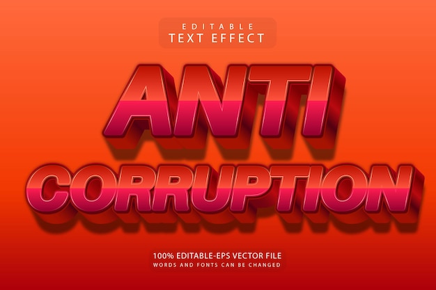 Efeito de texto editável anticorrupção 3 dimensões emboss estilo retro
