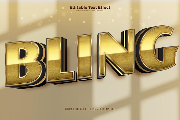Efeito de texto editável Bling em estilo de tendência moderna