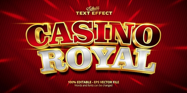 Efeito de texto editável brilhante estilo ouro, texto casino royal