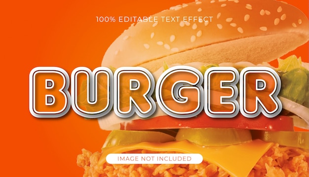 Efeito de texto editável burger com imagem