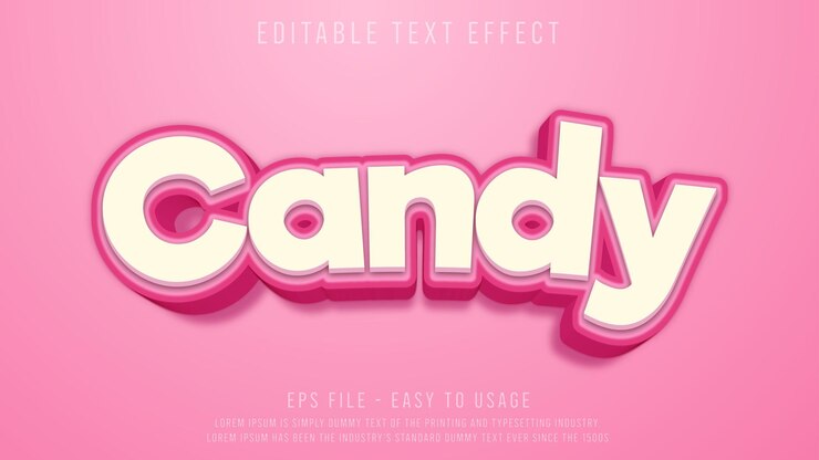Vetor efeito de texto editável candy 3d