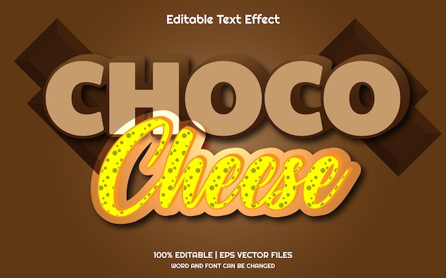 Vetor efeito de texto editável choco cheese 3d