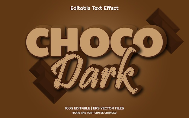 Efeito de texto editável choco dark 3d