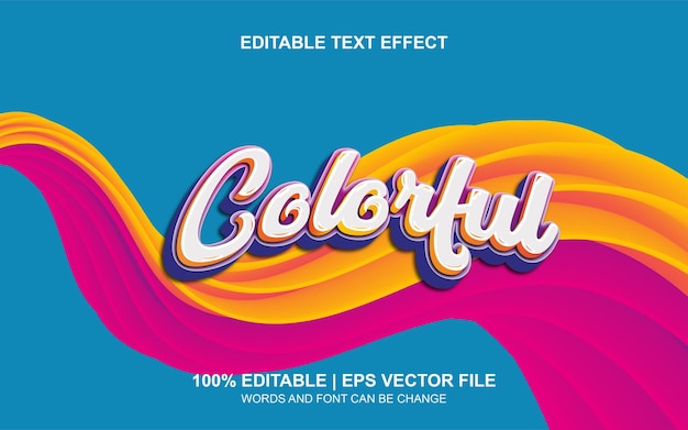 Vetor efeito de texto editável colorido com fundo fluido