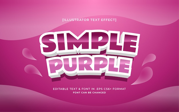 Efeito de texto editável colorido simples com esquema de cores roxo e aparência brilhante