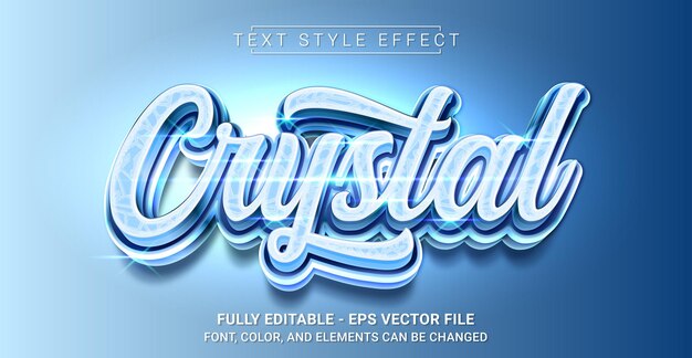 Efeito de texto editável com crystal theme premium graphic vector template