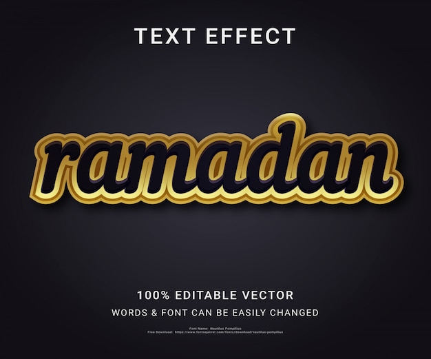 Vetor efeito de texto editável completo do ramadã