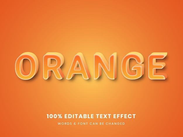 Efeito de texto editável completo em laranja 3d