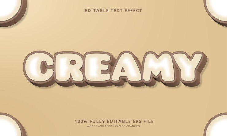 Efeito de texto editável cremoso