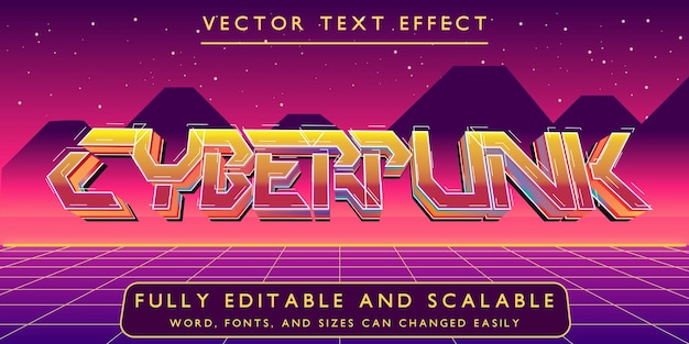 Vetor efeito de texto editável cyberpunk