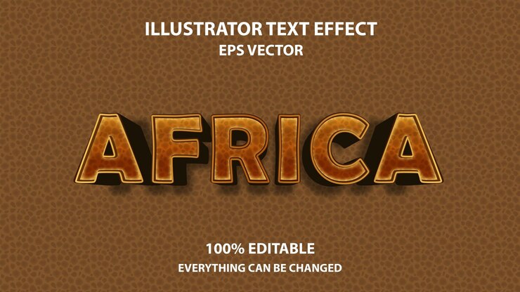 Vetor efeito de texto editável da áfrica