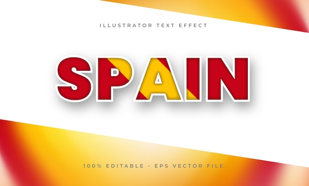 Vetor efeito de texto editável da espanha com textura da bandeira espanhola