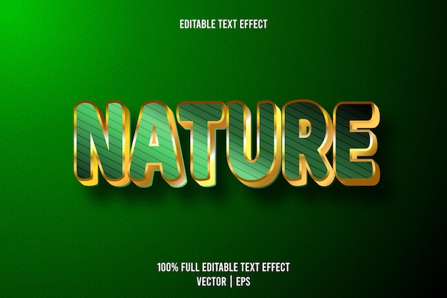 Efeito de texto editável da natureza em relevo de 3 dimensões em estilo luxuoso