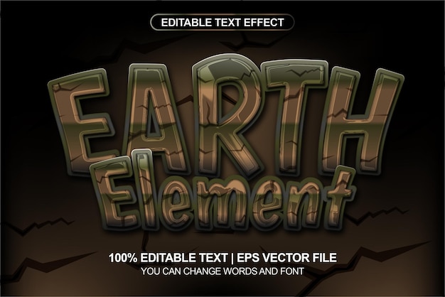 Efeito de texto editável da terra com elemento de rachadura