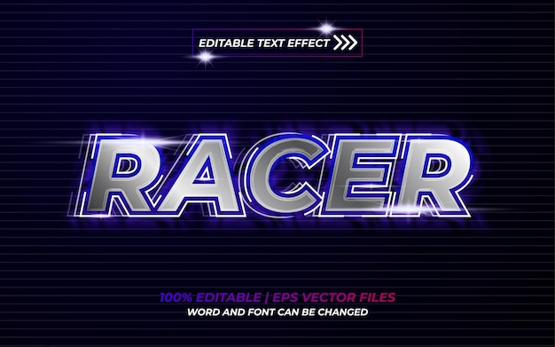 Efeito de texto editável dark racer 3d