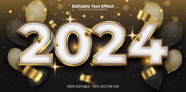 Efeito de texto editável de 2024 no estilo de tendência moderna