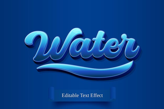 Efeito de texto editável de água azul