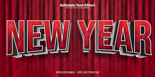 Vetor efeito de texto editável de ano novo no estilo de tendência moderno